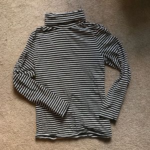 Metallic trimmed striped turtleneck